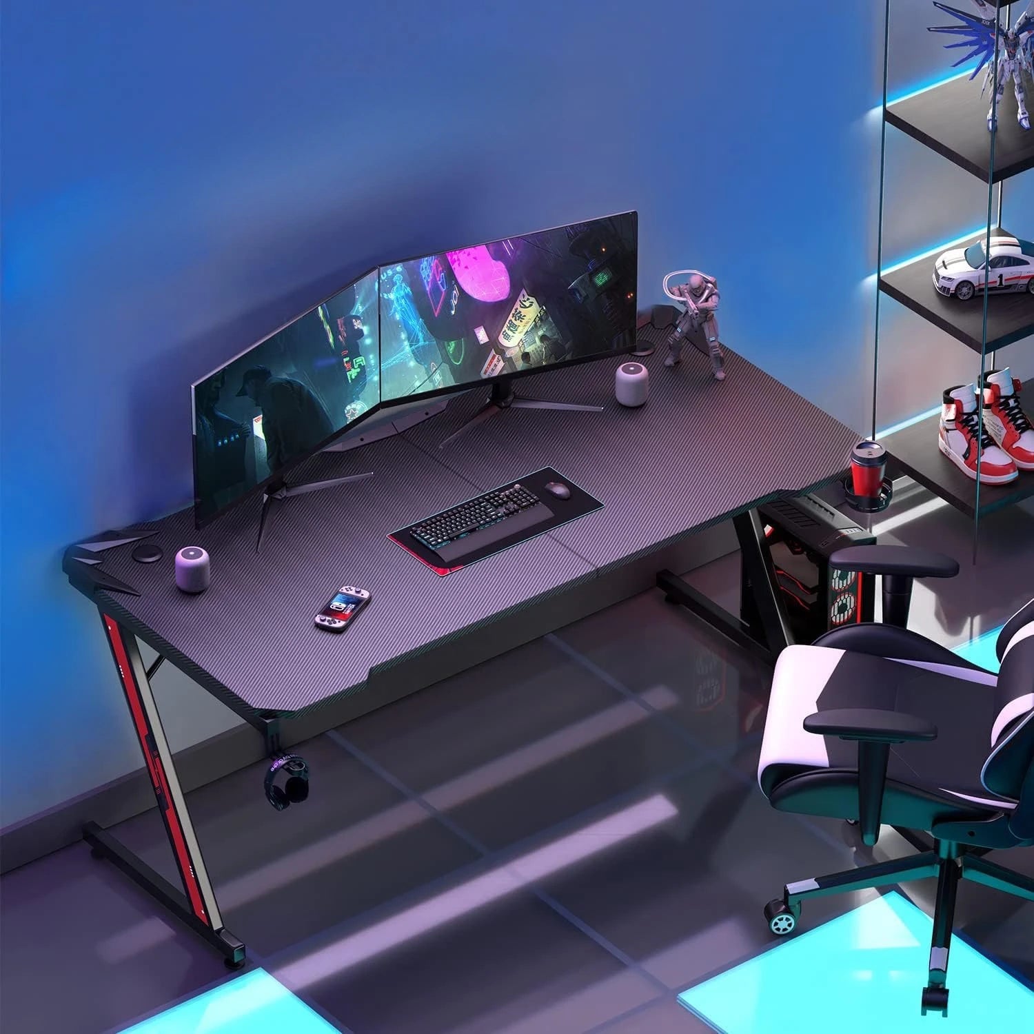 Gaming Desk Computer Desk with Carbon Fiber