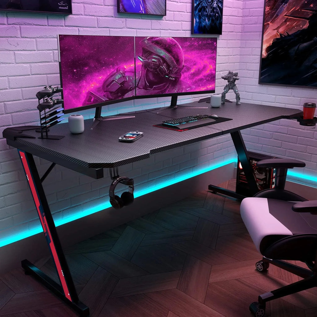 Gaming Desk Computer Desk with Carbon Fiber